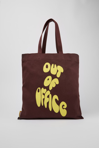 Side view of ConMigo Burgundy and yellow tote bag