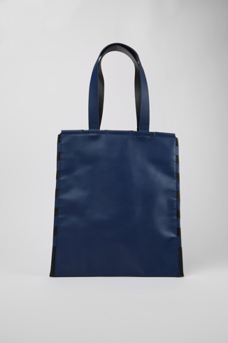 Side view of Tie Bags Blue and black flat tote bag