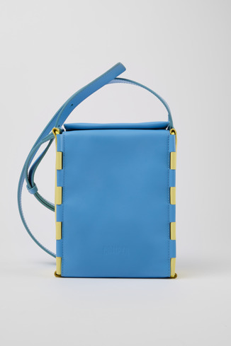 Side view of Tie Bags Blue and yellow crossbody bag