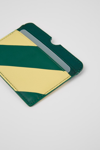 Mosa Porte-cartes en cuir vert et jaune