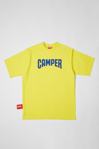 Side view of  T-Shirt Yellow unisex T-shirt with Camper logo