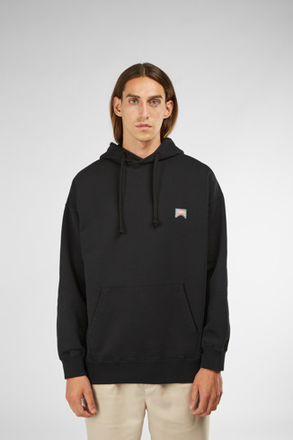 Alternative image of KU10016-001 - Hoodie - Black and orange printed unisex hoodie