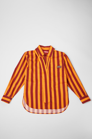 Alternative image of KU10018-001 - Shirt - Camisa unisex a rayas burdeos y naranja