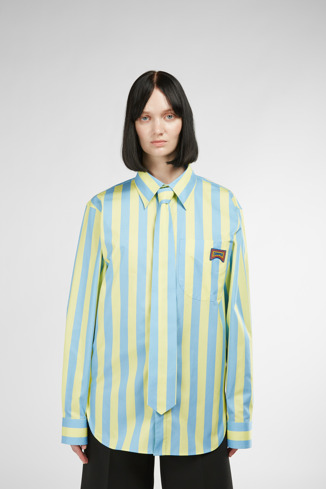 Alternative image of KU10018-002 - Shirt - Blue and yellow striped unisex shirt