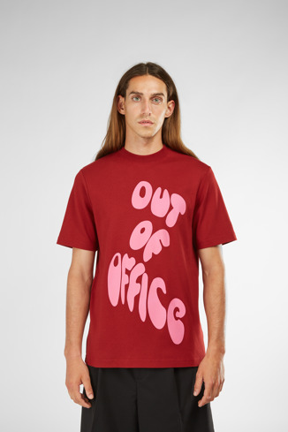 Alternative image of KU10019-003 - T-Shirt - T-shirt unisex stampata bordeaux e rosa