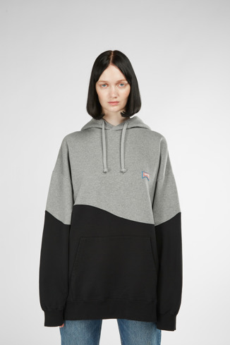 Alternative image of KU10021-002 - Hoodie - Grijze en zwarte uniseks hoodie