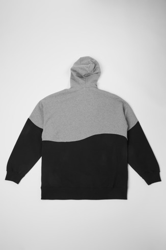 Back view of Hoodie Grey and black unisex hoodie