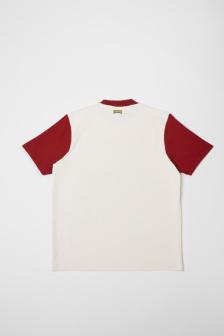 T-Shirt Bedrucktes Unisex-T-Shirt in Weiß, Weinrot und Gelb