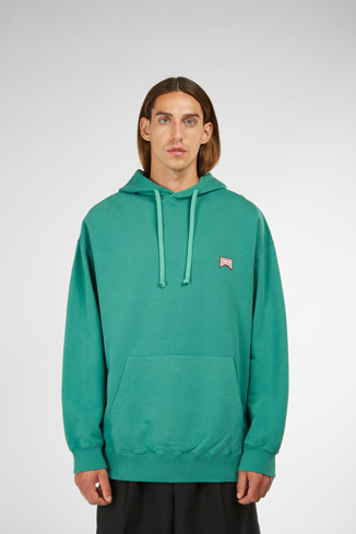 Alternative image of KU10024-001 - Hoodie - Green and white printed unisex hoodie