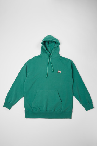 Side view of Hoodie Green and white printed unisex hoodie