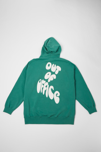 Back view of Hoodie Green and white printed unisex hoodie