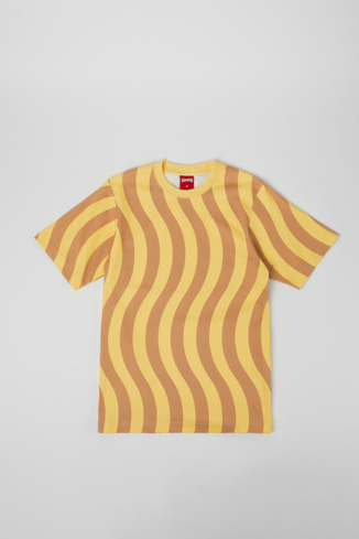 Side view of T-Shirt Beige and yellow organic cotton T-shirt