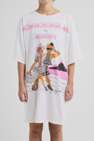 T-shirt vintage « Ibiza by Night » Long t-shirt oversize en coton blanc
