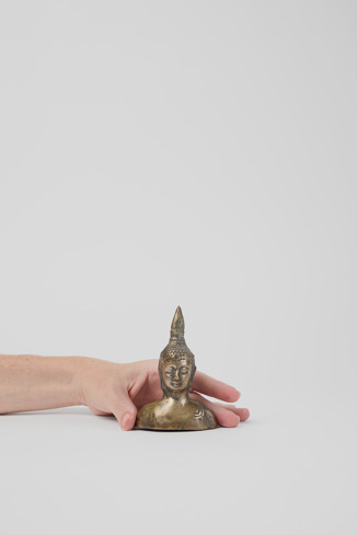 Buddha head figurine Small gray metal figurine