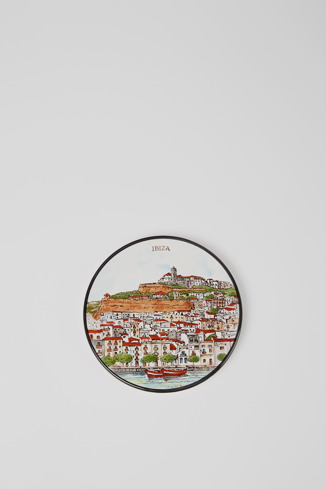 Side view of Eivissa Town ceramic plate Ceramic plate depicting Eivissa Town