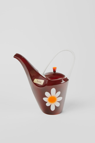 Side view of Vintage teapot Vintage ceramic teapot with floral motif