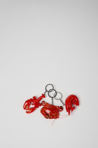 Side view of 3 crustacean key rings 3 key rings