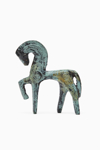 Side view of Greek horse Metal horse statuette