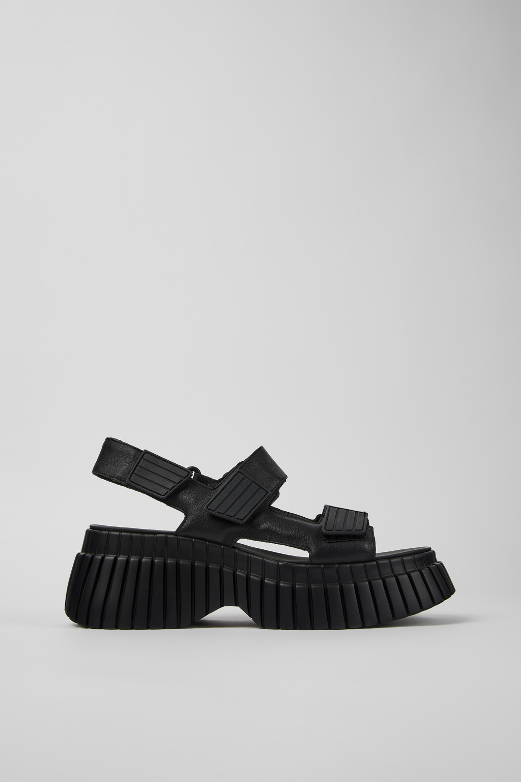 BCN Black Leather 2-Strap Sandal for Women