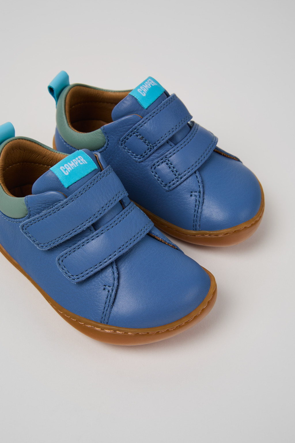 CAMPER PEU CIRCUITスカイブルー レザー Peu Blue Sneakers for Kids - Spring/Summer collection